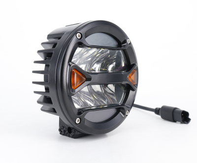DJ1412MAX-YEW OFF ROAD FARO DE LED UNIVERSAL REDONDO 5.5 BLANCO CON GIROS AMBAR 40 WATTS - 8 CHIP LED OSRAM OSLON - 12V/24V COLOR AMBAR