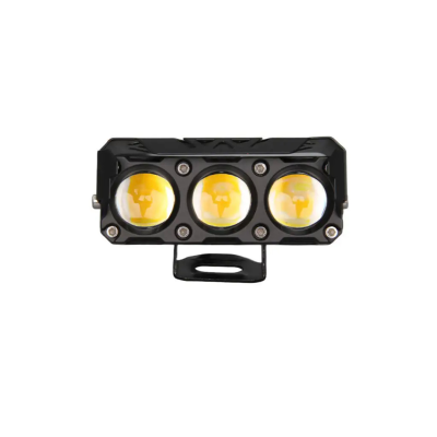 DJ-U1110W OFF ROAD FARO DE LED UNIVERSAL RECTANGULAR TRIPLE LUPA COLOR BLANCO Y AMBAR 12V / 24V  MEDIDAS 10,4 CM * 4,3 CM * 3,8 CM
