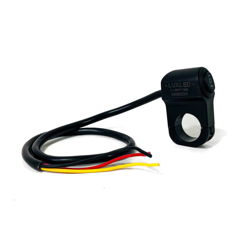 TOM014 INTERRUPTOR UNIVERSAL TECLA DE 2 PUNTOS UNIVERSAL CON SOPORTE MANUBRIO Y CABLE DE CONXEION 12V INCLUIDO. IDEAL PARA MOTOS Y BICIS. MEDIDAS 52 MM * 42MM *