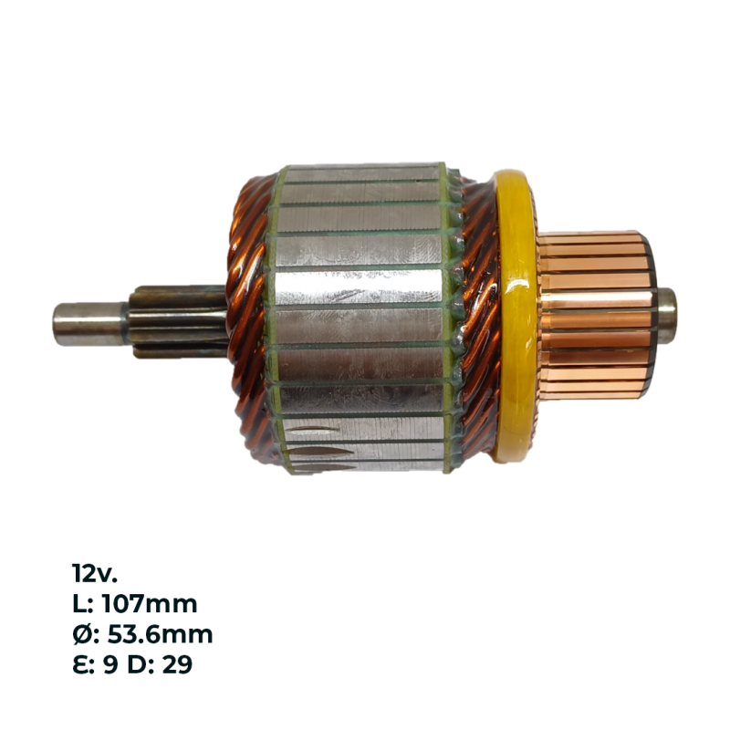 INDU57671 INDUCIDO - BOBINA DE ARRANQUE TIPO MITSUBISHI RENAULT CLIO 1.2, KANGOO 1.6 8V K7M. PEUGEOT 307 1.6 16V 12V. L: 107MM Ø: 53.6MM E: 9 D: 29 IMI2909.10N