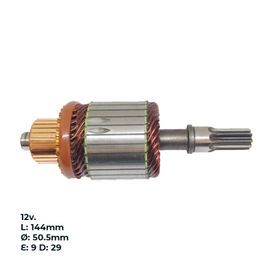 INDU5027 INDUCIDO - BOBINA DE ARRANQUE TIPO HITACHI CHEVROLET CORSA 1.0 8V EFI, VECTRA 2.0 8V MPFI, ASTRA 12V. L: 144MM Ø: 50.5MM E: 9 D: 29 IH2909.10N INN HIT0