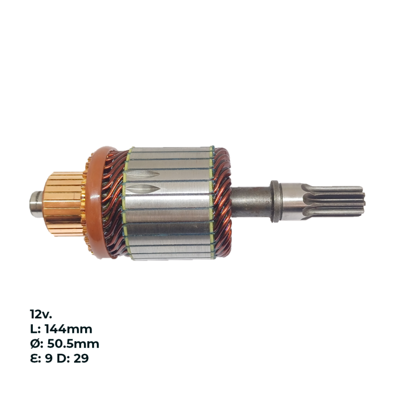 INDU5027 INDUCIDO - BOBINA DE ARRANQUE TIPO HITACHI CHEVROLET CORSA 1.0 8V EFI, VECTRA 2.0 8V MPFI, ASTRA 12V. L: 144MM Ø: 50.5MM E: 9 D: 29 IH2909.10N INN HIT0