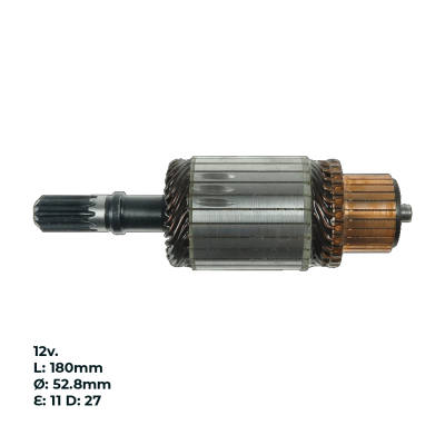 INDU61004 INDUCIDO - BOBINA DE ARRANQUE TIPO HITACHI CHEVROLET LUV 2.3. IZUSU 12V. L: 180MM Ø: 52.8MM E: 11 D: 27 IH2711.30N INN HIT005 IHI-341 PA42020