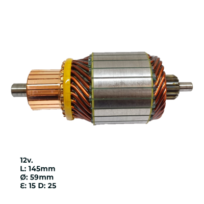 INDU259750 INDUCIDO - BOBINA DE ARRANQUE TIPO INDIEL CUMMINS, MAXION, AGRALE 7500 C/MWM, FORD CARGO C/MAXION , F1000, MB SPRINTER C/MAXION 12V. L: 145MM Ø: 59MM
