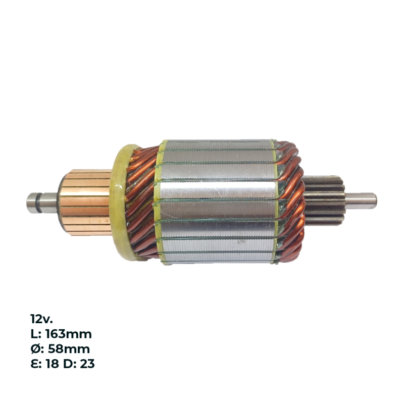 INDUDRS4700 INDUCIDO - BOBINA DE ARRANQUE TIPO BOSCH FIAT FIORINO 1.7 D, DUNA 1.7 D PALIO 1.7 D. 12V. L: 163MM Ø: 58MM E: 18 D: 23 IB2318.20N INN BOS014 IBO-044