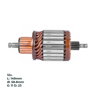 INDU4013 INDUCIDO - BOBINA DE ARRANQUE TIPO BOSCH TOYOTA HILUX 3.0,. CHEVROLET S10, FIAT DUCATO, MB SPRINTER, NISSAN FRONTIER 12V. L: 149MM Ø: 58.8MM E: 11 D: 2