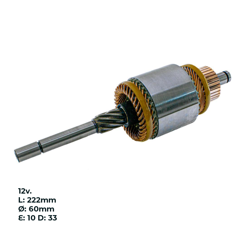 INDU12406 INDUCIDO - BOBINA DE ARRANQUE TIPO BOSCH RENAULT 9 1.4 GTS, 12, 19, VW SENDA, GOL, CHEVROLET MONZA 1.8 8V. 12V. L: 222MM Ø: 60MM E: 10 D: 33 IB3310.10