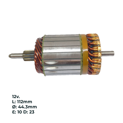 INDUTS12E10 INDUCIDO - BOBINA DE ARRANQUE TIPO VALEO PEUGEOT 207 COMPACT 1.4 8V,307 1.6 16V 405 1.6 8V, 306 1.8 8V. 12V. L: 112MM Ø: 44.3MM E: 10 D: 23 IV2310.1