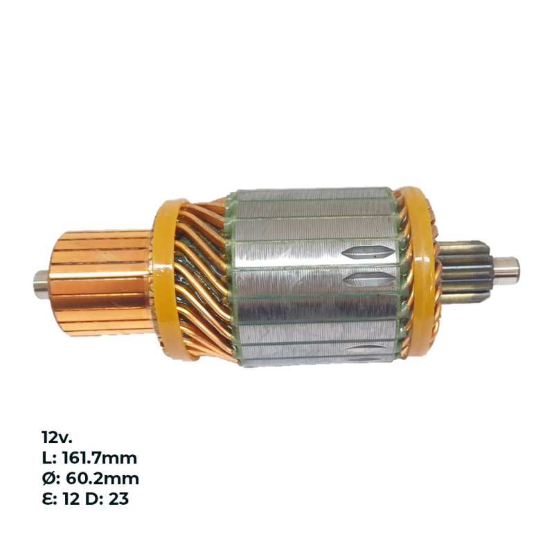 INDU15833 INDUCIDO - BOBINA DE ARRANQUE TIPO DELCO MERCEDEZ BENZ  CUMMINS REMY 37MT 29MT 12V. FORD, VOLKSWAGEN 12V. L: 161.7MM Ø: 60.2MM E: 12 D: 23 IDE2312.10N