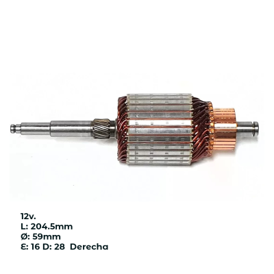 INDUL1338 INDUCIDO - BOBINA DE ARRANQUE TIPO BOSCH VOLKSWAGEN GOL 1.0 MI, GOL COUNTRY 1.6 8V, VOYAGE 1.6 8V, PARATI 1.6 MI, SAVEIRO 1.6 MI. 12V. L: 204.5MM Ø: 5