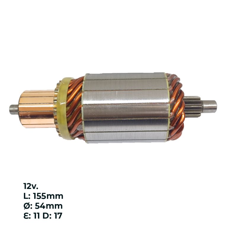 INDU1005A INDUCIDO - BOBINA DE ARRANQUE TIPO MOTORCRAFT FORD TRANSIT 2.2, F-100 2.8 MWM, RANGER 4.0 V6. 12V. L: 155MM Ø: 54MM E: 11 D: 17 IMO1711.10N INN FOR002