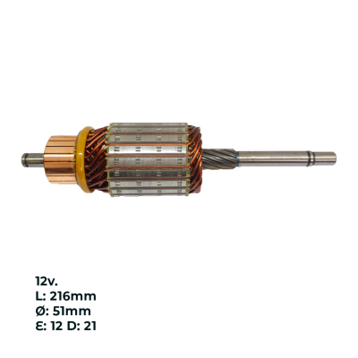 INDU20031 INDUCIDO - BOBINA DE ARRANQUE TIPO MARELLI RENAULT TRAFIC 1.4,  FIAT TIPO 1.4, TEMPRA 1.6 8V, PALIO 1.6 8V, TIPO 1.6 8V MPI. 12V. L: 216MM Ø: 51MM E: 