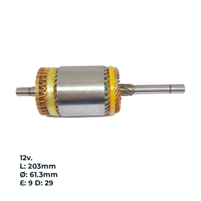 INDU3023 INDUCIDO - BOBINA DE ARRANQUE TIPO INDIEL RENAULT 9 1.4 GTS. 11, 12, 18 1.4D 88 , 19 1.6 I , 21 1993 12V. L: 203MM Ø: 61.3MM E: 9 D: 29 II2909.15N INN 