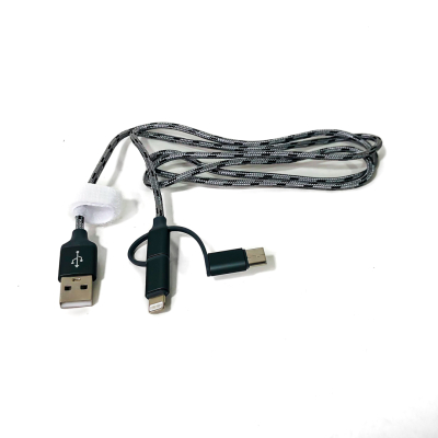 KB-CA6EN1IRO CABLE CARGADOR CABLE CARGADOR 3 EN 1 DE 1.20 METROS: USB A  MICRO USB, LIGHTING, TIPO C CONECTORES DE ALUMINIO CARGA RAPIDA.