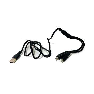 KB-CA3EN1B CABLE CARGADOR CABLE CARGADOR 3 EN 1 DE 1.20 METROS: USB A  MICRO USB, LIGHTING, TIPO C, COLOR NEGRO