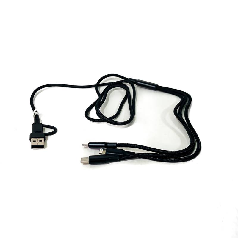 KB-CA6EN1B CABLE CARGADOR CABLE CARGADOR 6 EN 1 DE 1.20 METROS: USB. MICRO USB, MINI USB, LIGHTING, TIPO C, MICRO C COLOR NEGRO