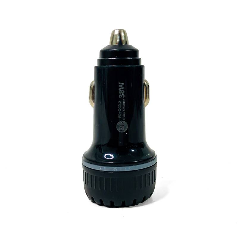 KB-CH014B CARGADOR 12V / 24V CARGADOR USB + TIPO C 12V / 24V 20 WATTS COLOR NEGRO