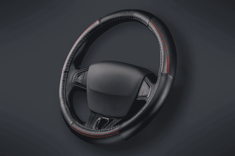 AO97 CUBRE VOLANTE AUTO ZURICH 37-39 NEGRO-ROJO QKL