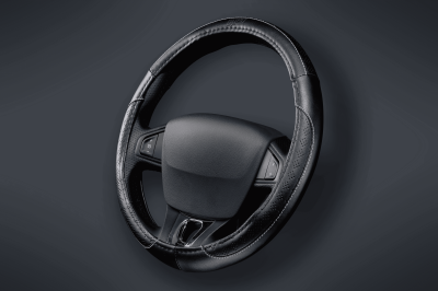 AV96 CUBRE VOLANTE AUTO LEATHER 37-39 NEGRO-BLANCO QKL