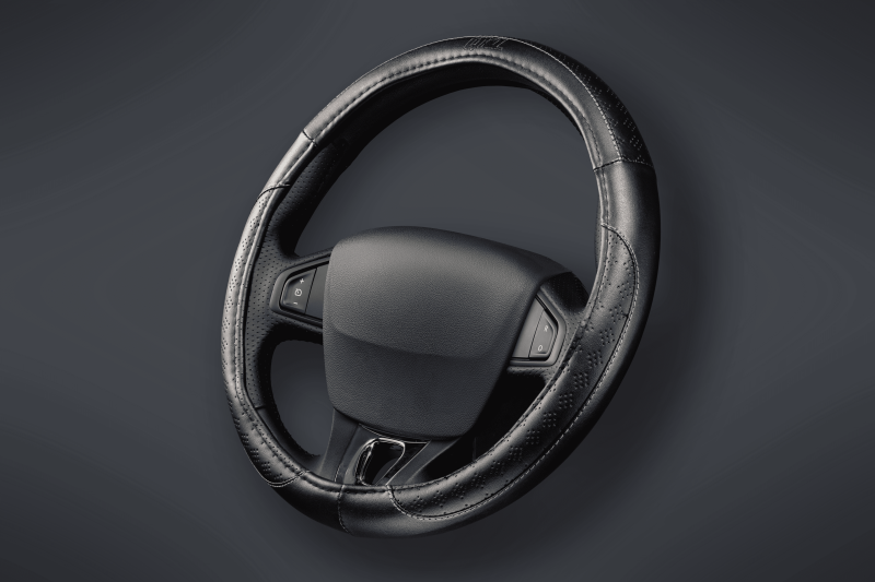 AV97 CUBRE VOLANTE AUTO LEATHER 37-39 NEGRO-GRIS QKL