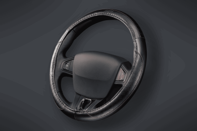 AV98 CUBRE VOLANTE AUTO LEATHER 37-39 NEGRO-ROJO QKL