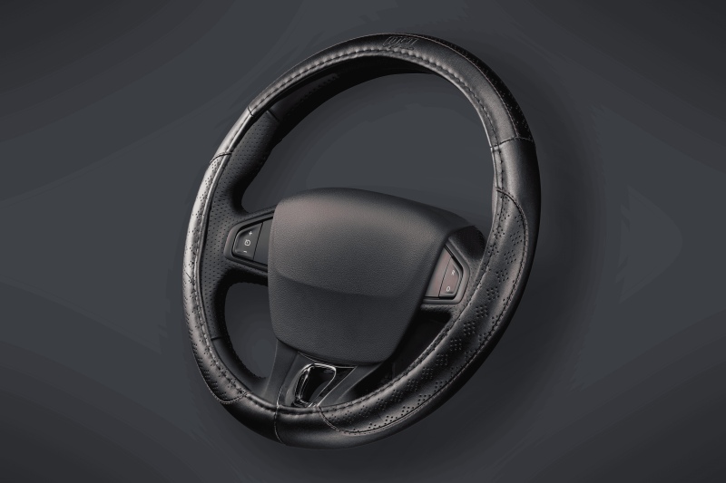 AV98 CUBRE VOLANTE AUTO LEATHER 37-39 NEGRO-ROJO QKL