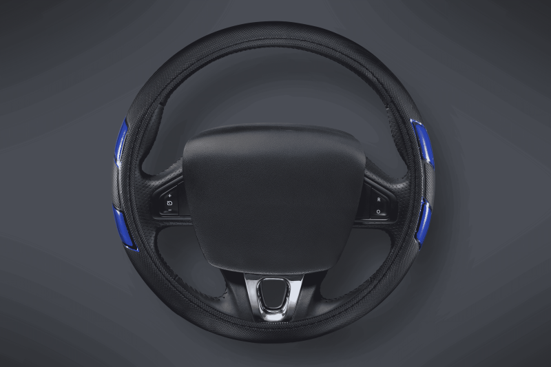 AX60 CUBRE VOLANTE AUTO SKYLINE 37-39 NEGRO-AZUL QKL
