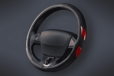AX62 CUBRE VOLANTE AUTO SKYLINE 37-39 NEGRO-ROJO QKL