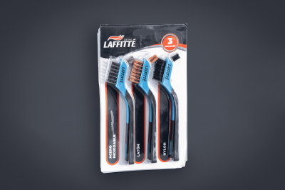 CE033-D JUEGO DE 3 CEPILLOS DE 180MM NYLON LATÓN Y ACERO LAFFITTÉ