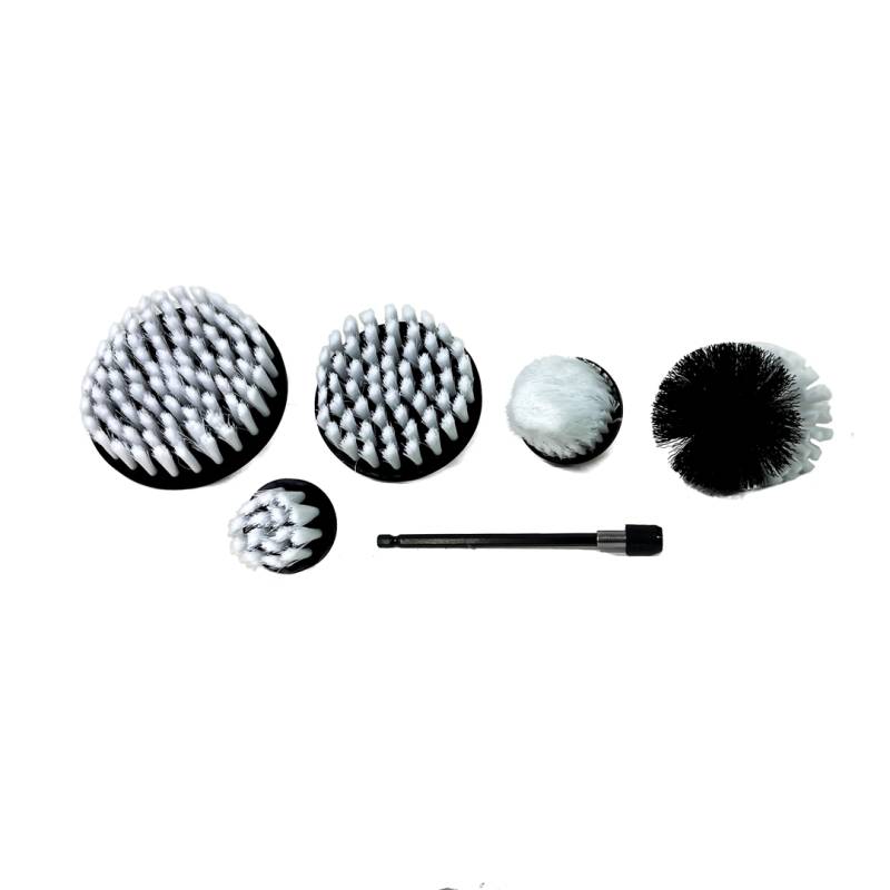 CRS-BRUSH011 KIT DE  5 CEPILLOS PARA TALADRO + ALARGADOR LIMPIEZA DE TAPIZADOS