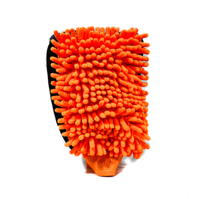 CRS-SPON008 ESPONJA MANOPLA GUANTE CHENILLE + CORAL  NARANJA Y GRIS