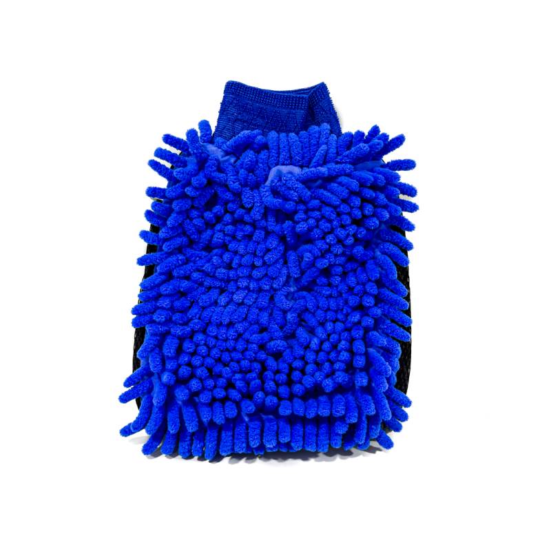 CRS-SPON009 ESPONJA MANOPLA GUANTE CHENILLE + CORAL  AZUL Y GRIS