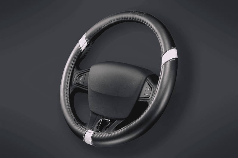 CV070-RS CUBRE VOLANTE AUTO 37-39 NEGRO-CARBÓN-ROSA QKL