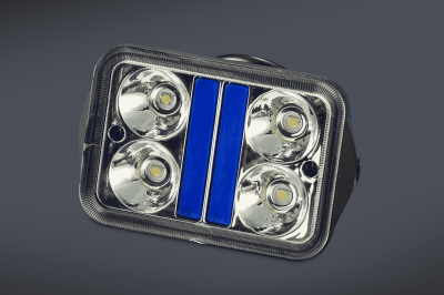 FII42 FARO DE LED RECTANGULAR AZ 14x5 CM (USO FUERA DE RUTA) 9 LEDS 36W 12-80 VOLTS