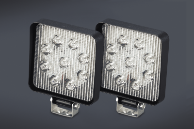 II22 FARO DE LED CUADRADO x2 11x11 CM (USO FUERA DE RUTA) 9 LEDS 27W 10-30 VOLTS