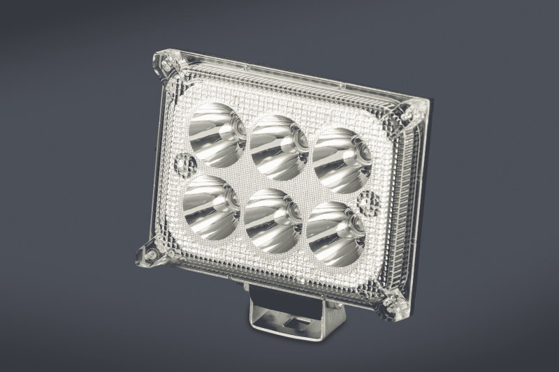 IL08 FARO DE LED RECTANGULAR 10x8 CM (USO FUERA DE RUTA) 6 LEDS 18W 10-30 VOLTS