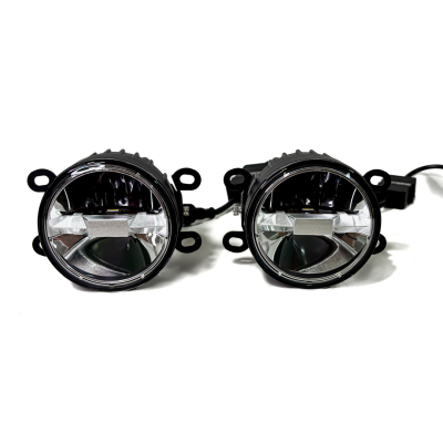 DJ6920JEEP JUEGO DE FAROS ANTINIEBLA OFF ROAD UNIVERSAL 3 REDONDO CON BRACKETS COLOR BLANCO Y FUNCION AMARILLA ROMPENIEBLA 30 WATTS 12V / 24V