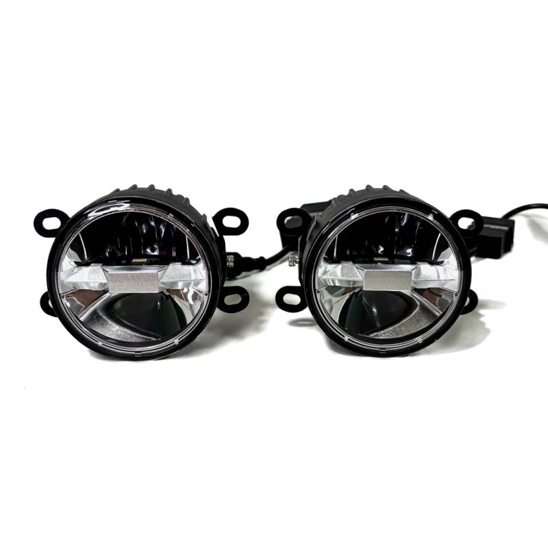 DJ6920JEEP JUEGO DE FAROS ANTINIEBLA OFF ROAD UNIVERSAL 3 REDONDO CON BRACKETS COLOR BLANCO Y FUNCION AMARILLA ROMPENIEBLA 30 WATTS 12V / 24V