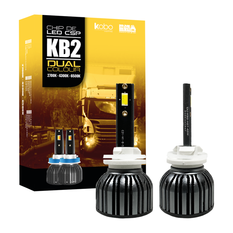 DU-KB2-H27 OFF ROAD KIT DE LED DOB GTX DUAL COLOUR 24V BLANCO + AMBAR H27 30000LM 42 WATTS CHIP DOB COOLER GTX ULTIMA GENERACOON ORIGEN ALEMAN USO ESPECIAL 24V