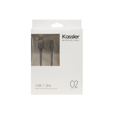 KACA02BK CABLE CELULAR CABLE MICRO USB (TPE) CORDON 3M NEGRO Y BLANCO