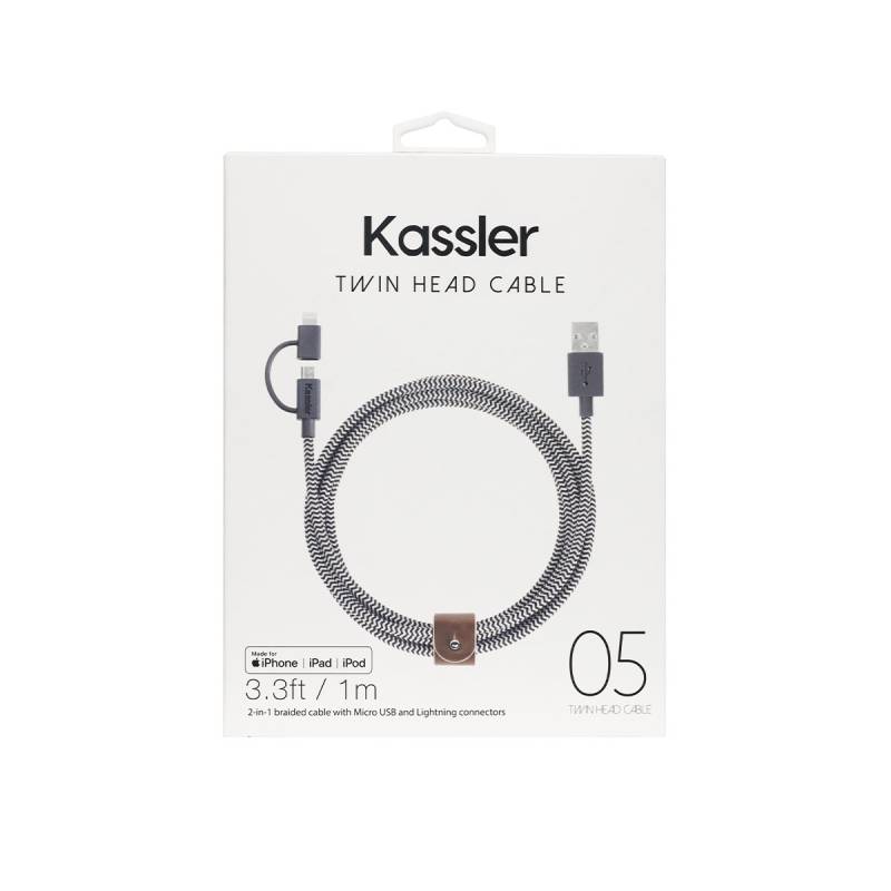 KACA05BK CABLE 2 EN 1 (TPE) - 1M CABLE 2 EN 1 (TPE) - 1MNEGRO Y BLANCO