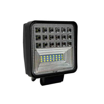 KO126WSQVER OFF ROAD FARO DE LED FARO DE 42 LED CUADRADO 126 WATTS 6CM PROFUNDIDAD BLANCO + PLACA SMD 12V - 24V OJO ANGEL VERDE