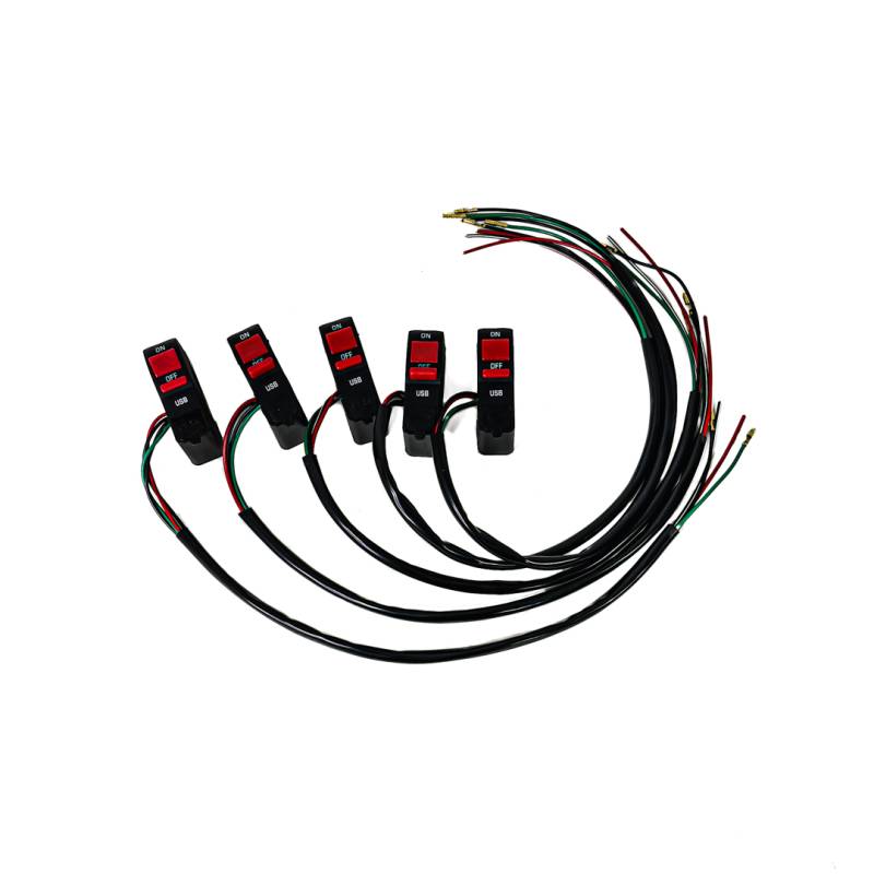 KB-TOM019 INTERRUPTOR UNIVERSAL TECLA DOBLE ON / OFF CON PUERTO USB PARA MOTO Y CUATRICICLO