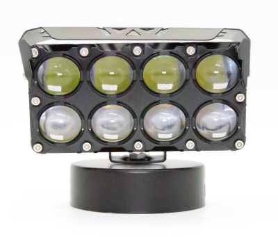 DJ-U1710W OFF ROAD FARO DE LED UNIVERSAL RECTANGULAR OCTUPLE (8) LUPA EB DOS FILAS COLOR BLANCO Y AMBAR 12V / 24V MEDIDAS
