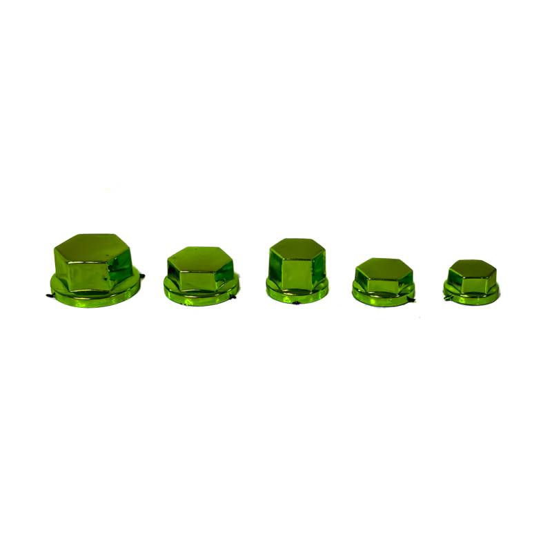 CAP006 KIT DE CUBRE TORNILLOS MOTO CROMADOS SET DE 30 UNIDADES COLOR VERDE