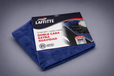 PA102-D PAÑO DE MICROFIBRA DOBLE CARA 40x40 CM CORAL AZUL LAFFITTÉ