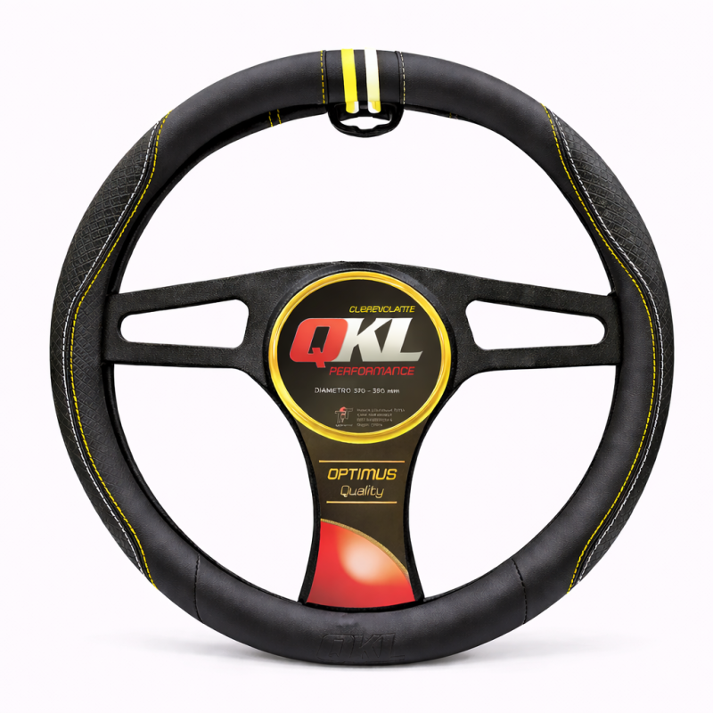 TC03-AB CUBRE VOLANTE AUTO  37-39 NEGRO-BLANCO-AMARILLO QKL
