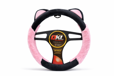 TE01-NR CUBRE VOLANTE AUTO  37-39 NEGRO-ROSA PELUCHE QKL