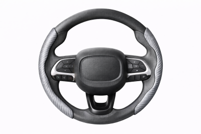 TG01-01 CACHA CUBRE VOLANTE AUTO GRIS OSCURO CARBONO QKL