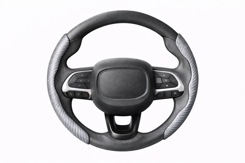 TG01-01 CACHA CUBRE VOLANTE AUTO GRIS OSCURO CARBONO QKL